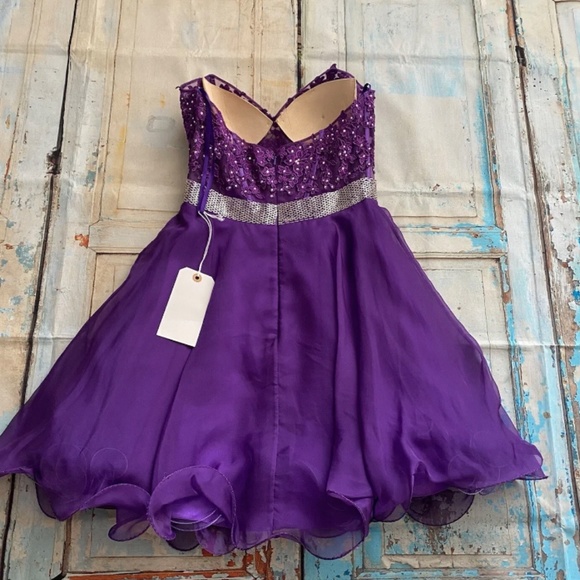Mori Lee A-Line Sweetheart Beading Sleeveless Short Chiffon Cocktail Dress Sz 6 - Picture 3 of 5